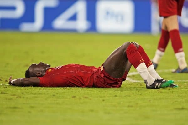 NAPLES, ITALY - Tuesday, September 17, 2019: Liverpool's Sadio Mane looks dejected during the UEFA Champions League Group E match between SSC Napoli and Liverpool FC at the Studio San Paolo. (Pic by David Rawcliffe/Propaganda)