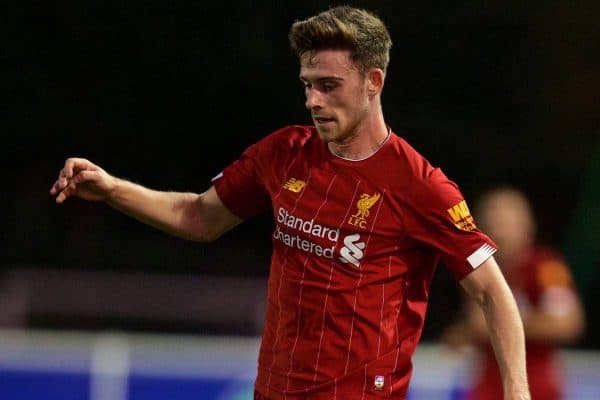 LEICESTER, ENGLAND - Friday, September 20, 2019: Liverpool's Tony Gallacher during the Under-23 FA Premier League 2 Division 1 match between Leicester City FC and Liverpool FC at Holmes Park. (Pic by David Rawcliffe/Propaganda)