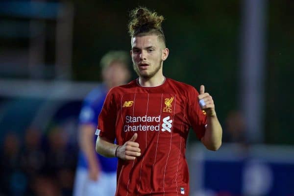 LEICESTER, ENGLAND - Friday, September 20, 2019: Liverpool's Harvey Elliott during the Under-23 FA Premier League 2 Division 1 match between Leicester City FC and Liverpool FC at Holmes Park. (Pic by David Rawcliffe/Propaganda)