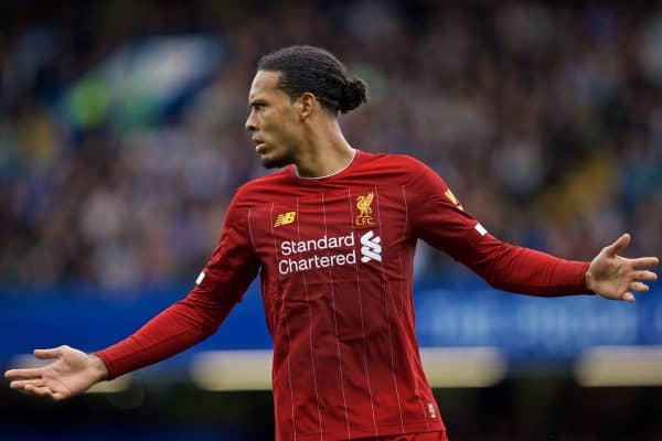 LONDON, ENGLAND - Sunday, September 22, 2019: Liverpool's Virgil van Dijk during the FA Premier League match between Chelsea's FC and Liverpool FC at Stamford Bridge. (Pic by David Rawcliffe/Propaganda)