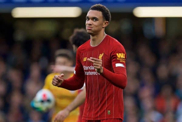 LONDON, ENGLAND - Sunday, September 22, 2019: Liverpool's Trent Alexander-Arnold during the FA Premier League match between Chelsea's FC and Liverpool FC at Stamford Bridge. (Pic by David Rawcliffe/Propaganda)