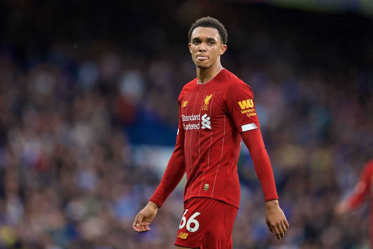 LONDON, ENGLAND - Sunday, September 22, 2019: Liverpool's Trent Alexander-Arnold during the FA Premier League match between Chelsea's FC and Liverpool FC at Stamford Bridge. (Pic by David Rawcliffe/Propaganda)