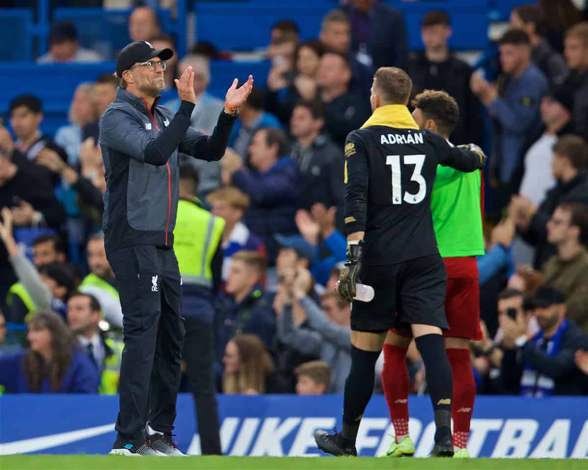 LONDON, ENGLAND - Sunday, September 22, 2019: Liverpool's manager Jürgen Klopp celebrates after the FA Premier League match between Chelsea's FC and Liverpool FC at Stamford Bridge. Liverpool won 2-1. (Pic by David Rawcliffe/Propaganda)