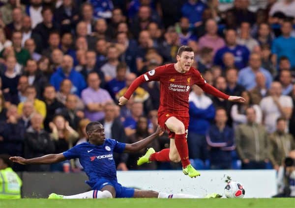 LONDON, ENGLAND - Sunday, September 22, 2019: Liverpool's Andy Robertson during the FA Premier League match between Chelsea's FC and Liverpool FC at Stamford Bridge. (Pic by David Rawcliffe/Propaganda)