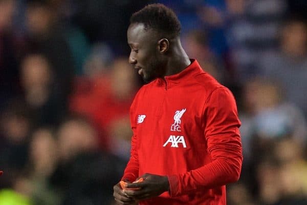 MILTON KEYNES, ENGLAND - Wednesday, September 25, 2019: A young supporter with Liverpool's Naby Keita after the Football League Cup 3rd Round match between MK Dons FC and Liverpool FC at Stadium MK. Liverpool won 2-0. (Pic by David Rawcliffe/Propaganda)