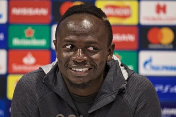 LIVERPOOL, ENGLAND - Tuesday, October 1, 2019: Liverpool's Sadio Mane during a press conference at Anfield ahead of the UEFA Champions League Group E match between Liverpool FC and FC Salzburg. (Pic by David Rawcliffe/Propaganda)