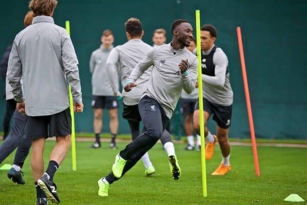 LIVERPOOL, ENGLAND - Tuesday, October 1, 2019: Liverpool's Naby Keita during a training session at Melwood Training Ground ahead of the UEFA Champions League Group E match between Liverpool FC and FC Salzburg. (Pic by David Rawcliffe/Propaganda)