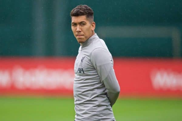 LIVERPOOL, ENGLAND - Tuesday, October 1, 2019: Liverpool's Roberto Firmino during a training session at Melwood Training Ground ahead of the UEFA Champions League Group E match between Liverpool FC and FC Salzburg. (Pic by David Rawcliffe/Propaganda)