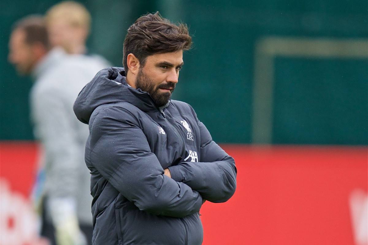 LIVERPOOL, ENGLAND - Tuesday, October 1, 2019: Liverpool's new coach Vitor Matos during a training session at Melwood Training Ground ahead of the UEFA Champions League Group E match between Liverpool FC and FC Salzburg. (Pic by David Rawcliffe/Propaganda)