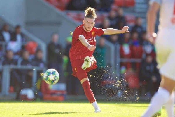 ST HELENS, ENGLAND - Wednesday, October 2, 2019: Liverpool's Harvey Elliott during the UEFA Youth League Group E match between Liverpool FC Under-19's and FC Salzburg Under-19's at Langtree Park. (Pic by David Rawcliffe/Propaganda)