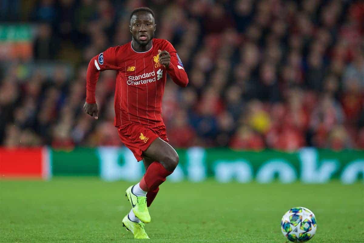 LIVERPOOL, ENGLAND - Wednesday, October 2, 2019: Liverpool's Naby Keita during the UEFA Champions League Group E match between Liverpool FC and FC Salzburg at Anfield. (Pic by David Rawcliffe/Propaganda)