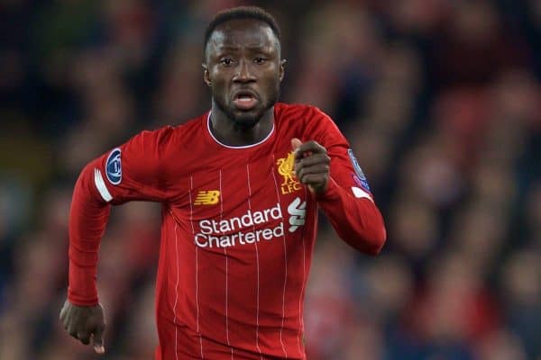 LIVERPOOL, ENGLAND - Wednesday, October 2, 2019: Liverpool's Naby Keita during the UEFA Champions League Group E match between Liverpool FC and FC Salzburg at Anfield. (Pic by David Rawcliffe/Propaganda)