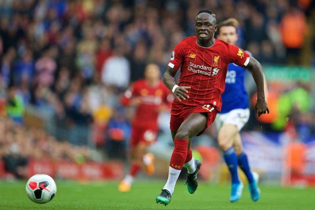 LIVERPOOL, ENGLAND - Saturday, October 5, 2019: Liverpool's Sadio Mane during the FA Premier League match between Liverpool FC and Leicester City FC at Anfield. (Pic by David Rawcliffe/Propaganda)