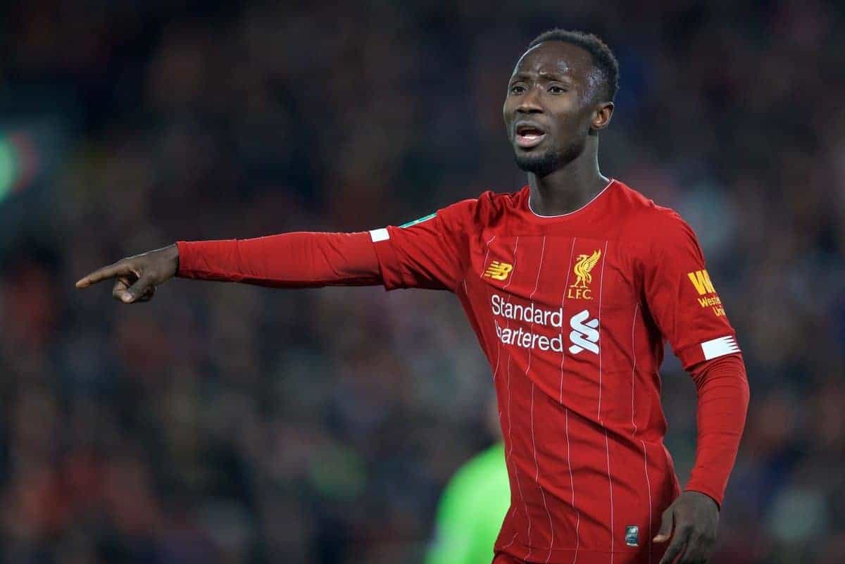 LIVERPOOL, ENGLAND - Wednesday, October 30, 2019: Liverpool's Naby Keita during the Football League Cup 4th Round match between Liverpool FC and Arsenal FC at Anfield. (Pic by David Rawcliffe/Propaganda)