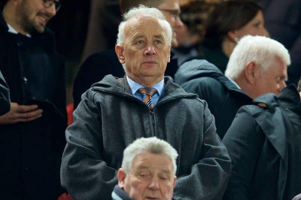 LIVERPOOL, ENGLAND - Wednesday, October 30, 2019: Former Liverpool CEO Rick Parry during the Football League Cup 4th Round match between Liverpool FC and Arsenal FC at Anfield. (Pic by David Rawcliffe/Propaganda)