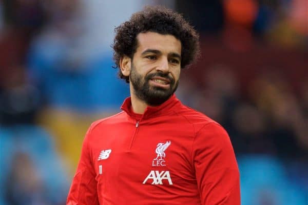 BIRMINGHAM, ENGLAND - Saturday, November 2, 2019: Liverpool's Mohamed Salah during the pre-match warm-up before during the FA Premier League match between Aston Villa FC and Liverpool FC at Villa Park. (Pic by David Rawcliffe/Propaganda)