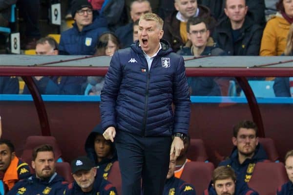 BIRMINGHAM, ENGLAND - Saturday, November 2, 2019: Aston Villa's manager Dean Smith during the FA Premier League match between Aston Villa FC and Liverpool FC at Villa Park. (Pic by David Rawcliffe/Propaganda)