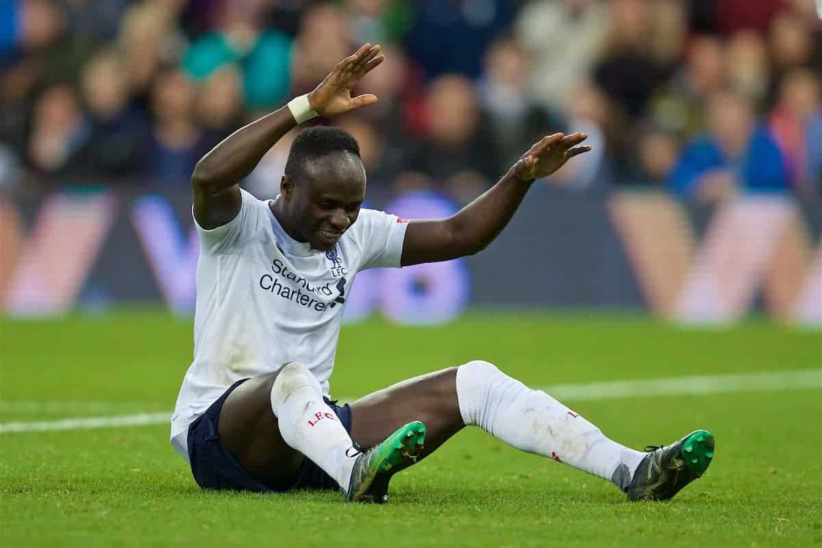 BIRMINGHAM, ENGLAND - Saturday, November 2, 2019: Liverpool's Sadio Mané looks dejected after missing a chance during the FA Premier League match between Aston Villa FC and Liverpool FC at Villa Park. (Pic by David Rawcliffe/Propaganda)