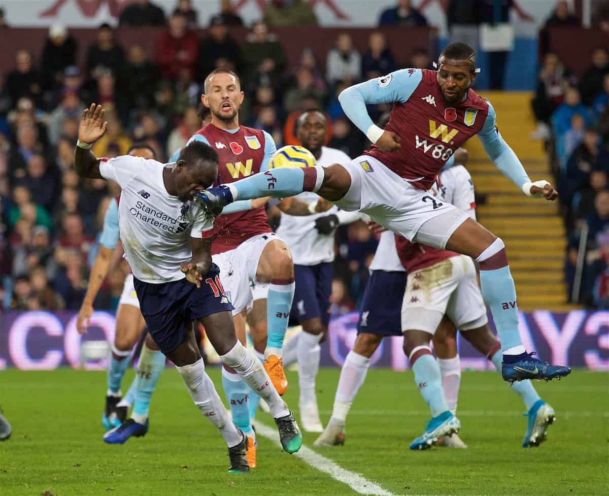 BIRMINGHAM, ENGLAND - Saturday, November 2, 2019: Liverpool's Sadio Mané scores the winning second goal in injury time during the FA Premier League match between Aston Villa FC and Liverpool FC at Villa Park. Liverpool won 2-1. (Pic by David Rawcliffe/Propaganda)