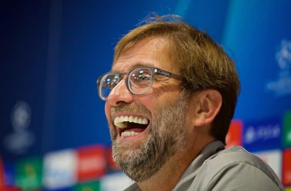 LIVERPOOL, ENGLAND - Monday, November 4, 2019: Liverpool's manager Jürgen Klopp during a press conference at Anfield ahead of the UEFA Champions League Group E match between Liverpool FC and KRC Genk. (Pic by David Rawcliffe/Propaganda)