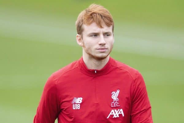 KIRKBY, ENGLAND - Tuesday, November 5, 2019:Liverpool's Sepp Van den Berg warms up ahead of the UEFA Youth League Group E match between Liverpool FC Under-19's and KRC Genk Under-19's at the Liverpool Academy. (Pic by Laura Malkin/Propaganda)