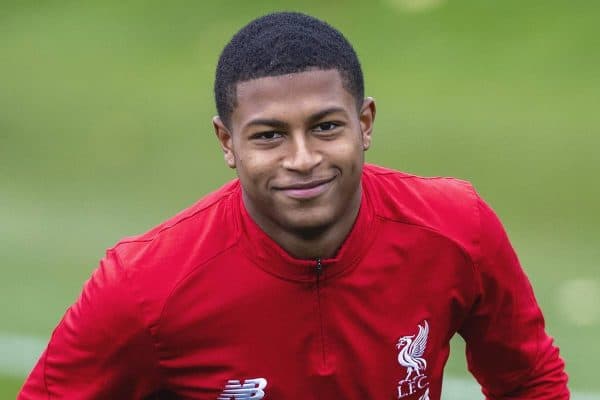 KIRKBY, ENGLAND - Tuesday, November 5, 2019: Liverpool's Rhian Brewster warms up ahead of the UEFA Youth League Group E match between Liverpool FC Under-19's and KRC Genk Under-19's at the Liverpool Academy. (Pic by Laura Malkin/Propaganda)