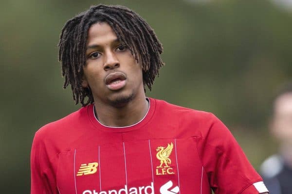 KIRKBY, ENGLAND - Tuesday, November 5, 2019: Liverpool's Yasser Larouci during the UEFA Youth League Group E match between Liverpool FC Under-19's and KRC Genk Under-19's at the Liverpool Academy. (Pic by Laura Malkin/Propaganda)