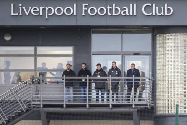 KIRKBY, ENGLAND - Tuesday, November 5, 2019: Liverpool's Kenny Daglish (R) watches on during the UEFA Youth League Group E match between Liverpool FC Under-19's and KRC Genk Under-19's at the Liverpool Academy. (Pic by Laura Malkin/Propaganda)