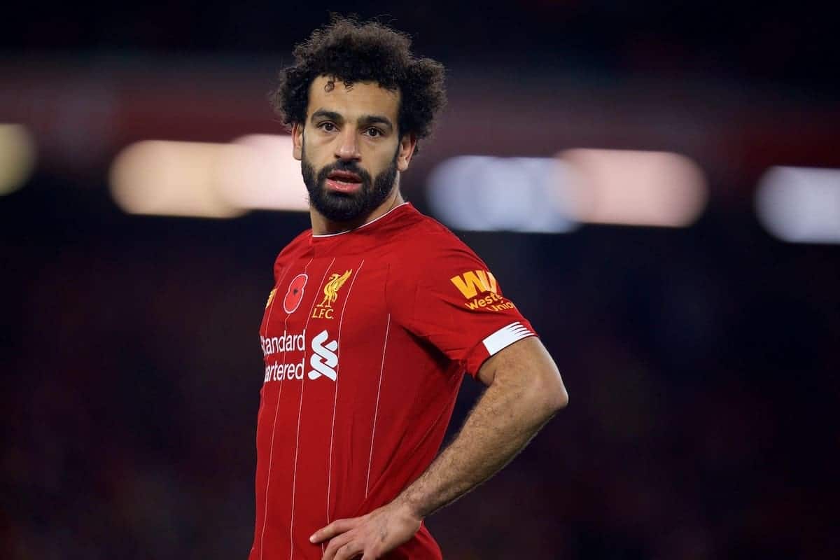 LIVERPOOL, ENGLAND - Sunday, November 10, 2019: Liverpool's Mohamed Salah during the FA Premier League match between Liverpool FC and Manchester City FC at Anfield. (Pic by David Rawcliffe/Propaganda)