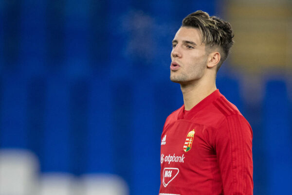 CARDIFF, WALES - Monday, November 18, 2019: Hungary's Dominik Szoboszlai during a training session at the Cardiff City Stadium ahead of the final UEFA Euro 2020 Qualifying Group E match between Wales and Hungary. (Pic by David Rawcliffe/Propaganda)