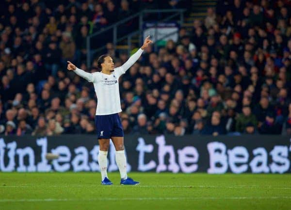 LONDON, ENGLAND - Saturday, November 23, 2019: Liverpool's Van Dijk during the FA Premier League match between Crystal Palace and Liverpool FC at Selhurst Park. (Pic by David Rawcliffe/Propaganda)