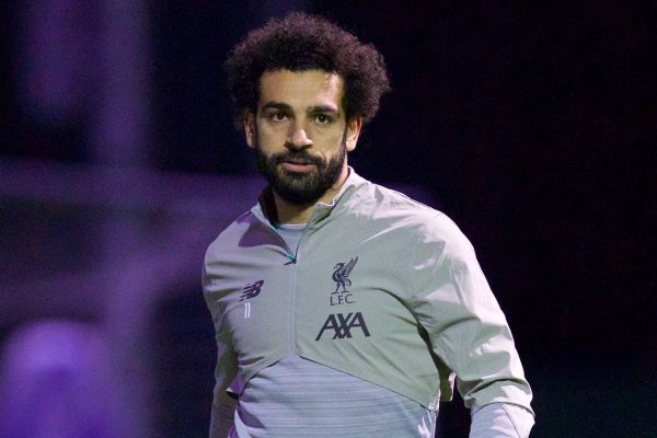 LIVERPOOL, ENGLAND - Tuesday, November 26, 2019: Liverpool's Mohamed Salah during a training session at Melwood Training Ground ahead of the UEFA Champions League Group E match between Liverpool FC and SSC Napoli. (Pic by David Rawcliffe/Propaganda)