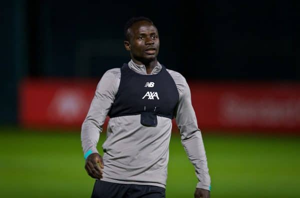 LIVERPOOL, ENGLAND - Tuesday, November 26, 2019: Liverpool's Sadio Mané during a training session at Melwood Training Ground ahead of the UEFA Champions League Group E match between Liverpool FC and SSC Napoli. (Pic by David Rawcliffe/Propaganda)