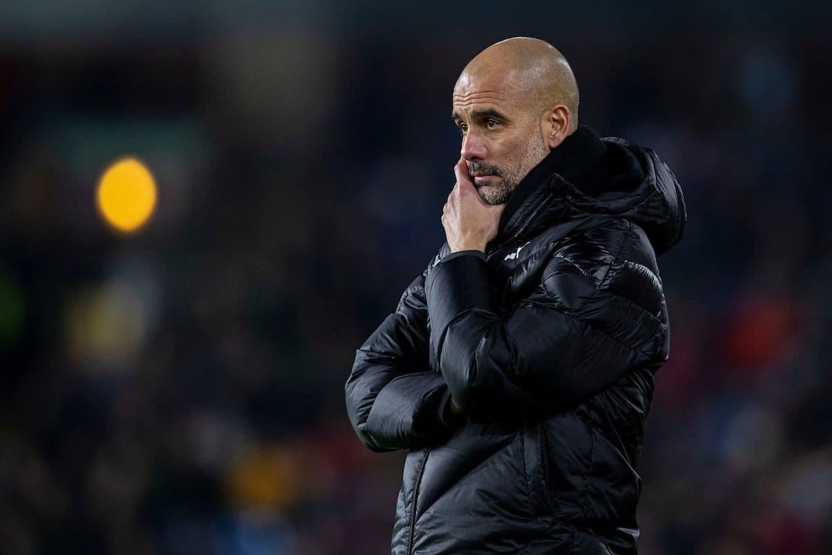 BURNLEY, ENGLAND - Tuesday, December 3, 2019: Manchester City's manager Pep Guardiola during the FA Premier League match between Burnley FC and Manchester City FC at Turf Moor. (Pic by David Rawcliffe/Propaganda)