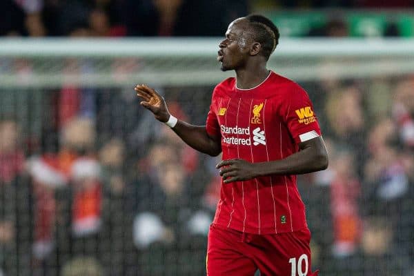 LIVERPOOL, ENGLAND - Wednesday, December 4, 2019: Liverpools Sadio Mané celebrates scoring the fourth goal during the FA Premier League match between Liverpool FC and Everton FC, the 234th Merseyside Derby, at Anfield. (Pic by David Rawcliffe/Propaganda)