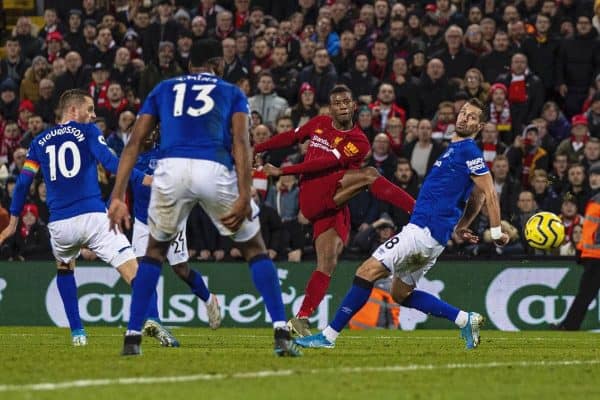 LIVERPOOL, ENGLAND - Wednesday, December 4, 2019: Liverpool's Georginio Wijnaldum scores the fifth goal during the FA Premier League match between Liverpool FC and Everton FC, the 234th Merseyside Derby, at Anfield. (Pic by David Rawcliffe/Propaganda)