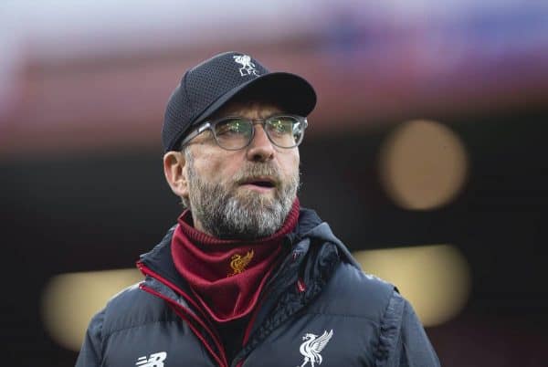 BOURNEMOUTH, ENGLAND - Saturday, December 7, 2019: Liverpool's manager Jürgen Klopp during the pre-match warm-up before the FA Premier League match between AFC Bournemouth and Liverpool FC at the Vitality Stadium. (Pic by David Rawcliffe/Propaganda)