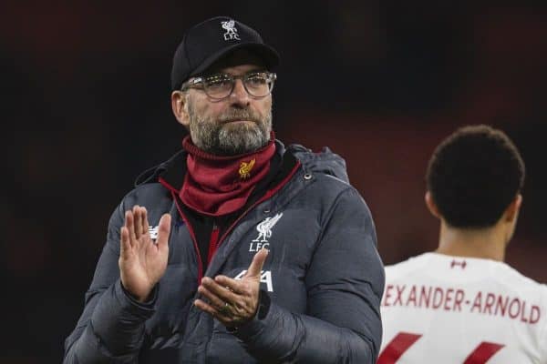 BOURNEMOUTH, ENGLAND - Saturday, December 7, 2019: Liverpool's manager Jürgen Klopp celebrates after the FA Premier League match between AFC Bournemouth and Liverpool FC at the Vitality Stadium. Liverpool won 3-0. (Pic by David Rawcliffe/Propaganda)