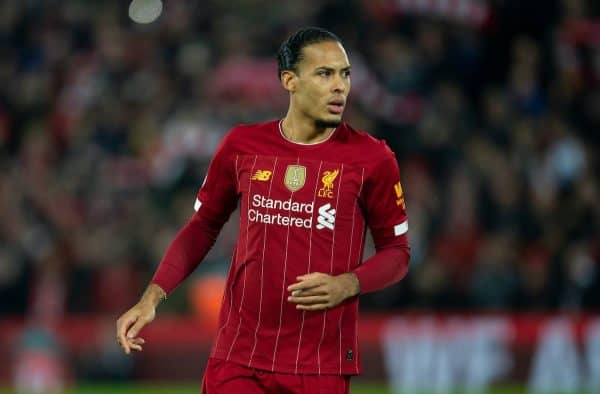 LIVERPOOL, ENGLAND - Sunday, December 29, 2019: Liverpool's Virgil van Dijk during the FA Premier League match between Liverpool FC and Wolverhampton Wanderers FC at Anfield. (Pic by Richard Roberts/Propaganda)