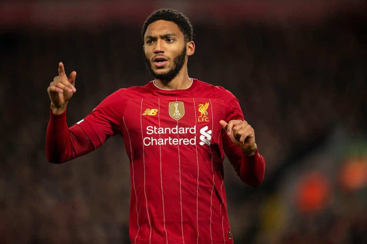 LIVERPOOL, ENGLAND - Sunday, December 29, 2019: Liverpool's Joe Gomez during the FA Premier League match between Liverpool FC and Wolverhampton Wanderers FC at Anfield. (Pic by Richard Roberts/Propaganda)