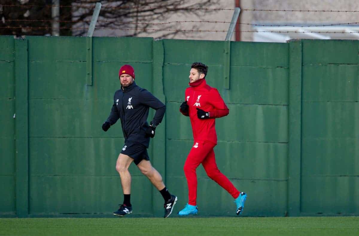 LIVERPOOL, ENGLAND - Monday, December 9, 2019: Liverpool's Adam Lallana during a training session at Melwood Training Ground ahead of the UEFA Champions League Group E match between FC Salzburg and Liverpool FC. (Pic by David Rawcliffe/Propaganda)