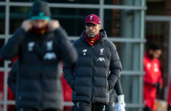 LIVERPOOL, ENGLAND - Monday, December 9, 2019: Liverpool's manager Jürgen Klopp during a training session at Melwood Training Ground ahead of the UEFA Champions League Group E match between FC Salzburg and Liverpool FC. (Pic by David Rawcliffe/Propaganda)