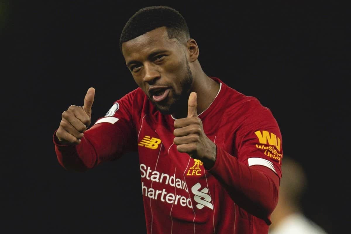 LONDON, ENGLAND - Saturday, January 11, 2020: Liverpool's Georginio Wijnaldum during the FA Premier League match between Tottenham Hotspur FC and Liverpool FC at the Tottenham Hotspur Stadium. (Pic by David Rawcliffe/Propaganda)