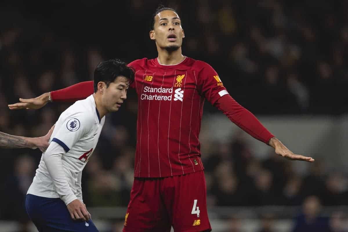 LONDON, ENGLAND - Saturday, January 11, 2020: Liverpool's Virgil van Dijk during the FA Premier League match between Tottenham Hotspur FC and Liverpool FC at the Tottenham Hotspur Stadium. (Pic by David Rawcliffe/Propaganda)