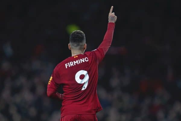 LONDON, ENGLAND - Saturday, January 11, 2020: Liverpool's Roberto Firmino celebrates scoring the first goal during the FA Premier League match between Tottenham Hotspur FC and Liverpool FC at the Tottenham Hotspur Stadium. (Pic by David Rawcliffe/Propaganda)