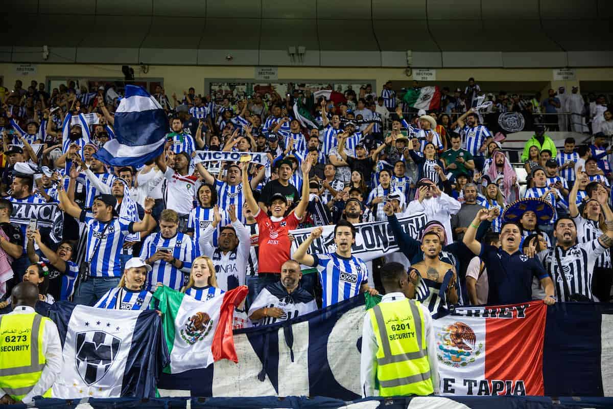 DOHA, QATAR - Saturday, December 14, 2019: CF Monterrey supporters celebrate after the FIFA Club World Cup 2nd Round match between C.F. Monterrey and Al-Sadd Sports Club at the Jassim Bin Hamad Stadium. CF Monterrey won 3-2. (Pic by David Rawcliffe/Propaganda)