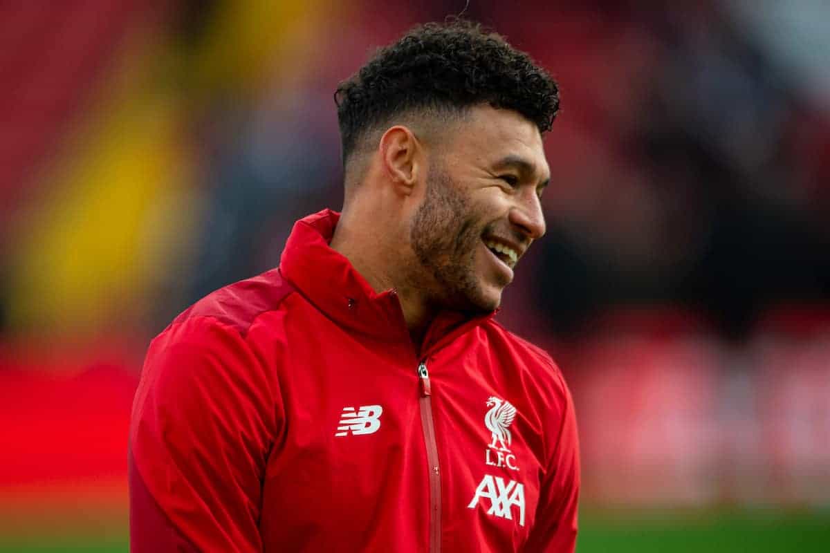 LIVERPOOL, ENGLAND - Saturday, December 14, 2019: Liverpool's Alex Oxlade-Chamberlain during the pre-match warm-up before the FA Premier League match between Liverpool FC and Watford FC at Anfield. (Pic by Richard Roberts/Propaganda)