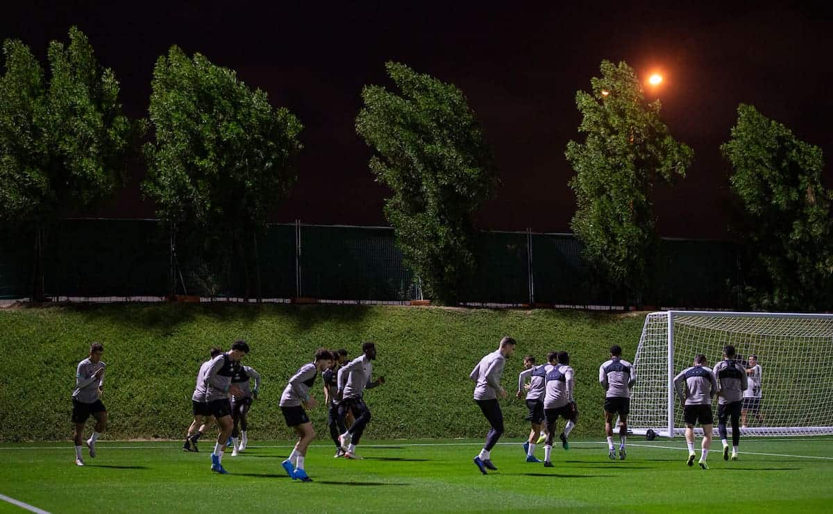 DOHA, QATAR - Monday, December 16, 2019: Liverpool players during a training session ahead of the FIFA Club World Cup Semi-Final match between CF Monterrey and Liverpool FC at the Qatar University. (Pic by David Rawcliffe/Propaganda)