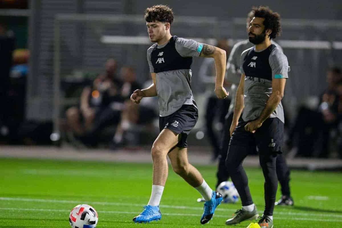 DOHA, QATAR - Monday, December 16, 2019: Liverpool's Neco Williams during a training session ahead of the FIFA Club World Cup Semi-Final match between CF Monterrey and Liverpool FC at the Qatar University. (Pic by David Rawcliffe/Propaganda)