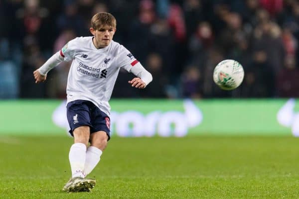 BIRMINGHAM, ENGLAND - Tuesday, December 17, 2019: Liverpool’s Leighton Clarkson during the Football League Cup Quarter-Final between Aston Villa FC and Liverpool FC at Villa Park. (Pic by Paul Greenwood/Propaganda)